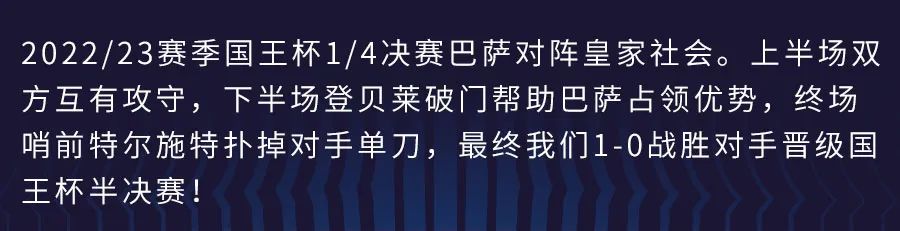 登贝莱爆射破门，巴萨1-0皇家社会晋级国王杯半决赛