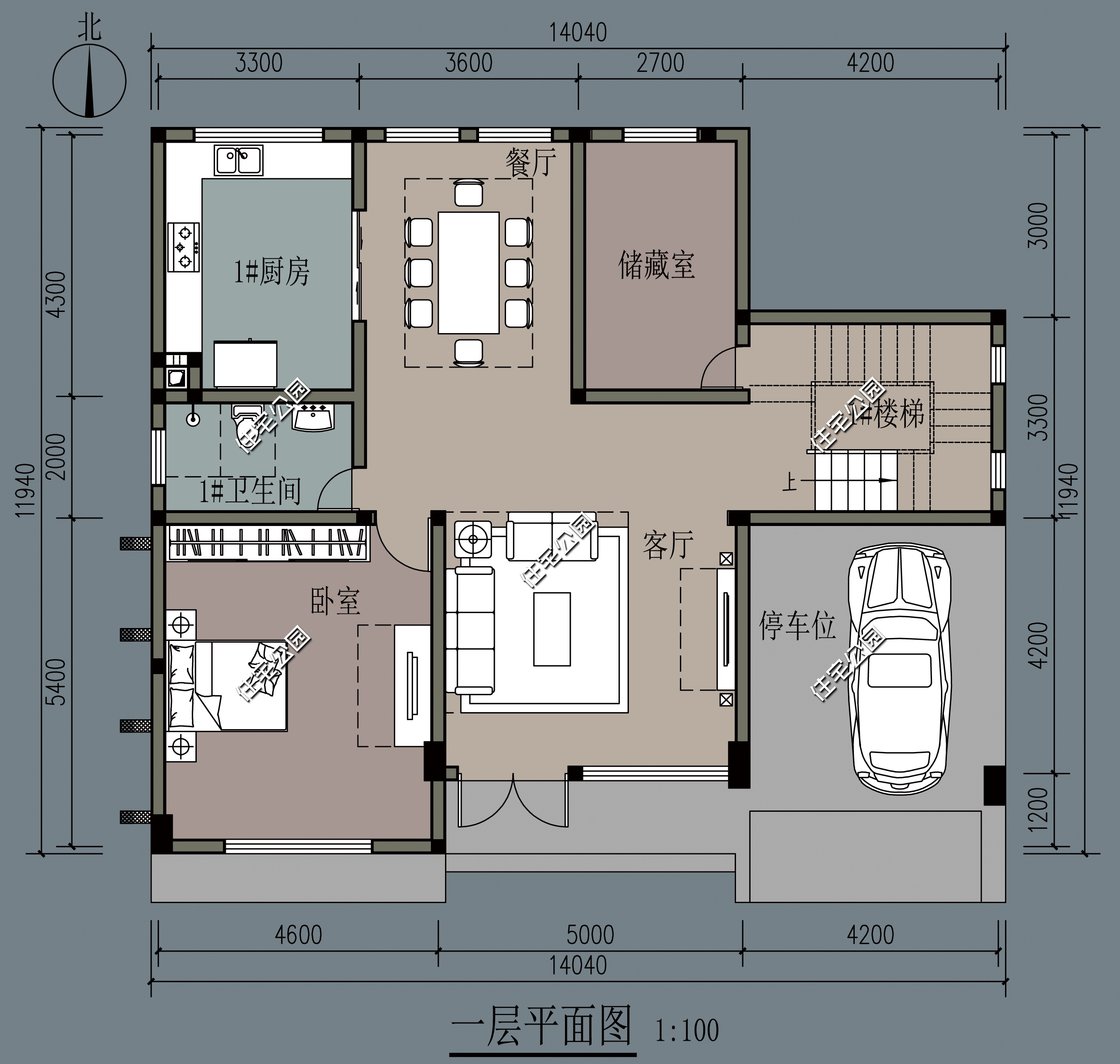 农村简单大气的二层别墅户型,11.5米x11米二层半现代别墅平面图