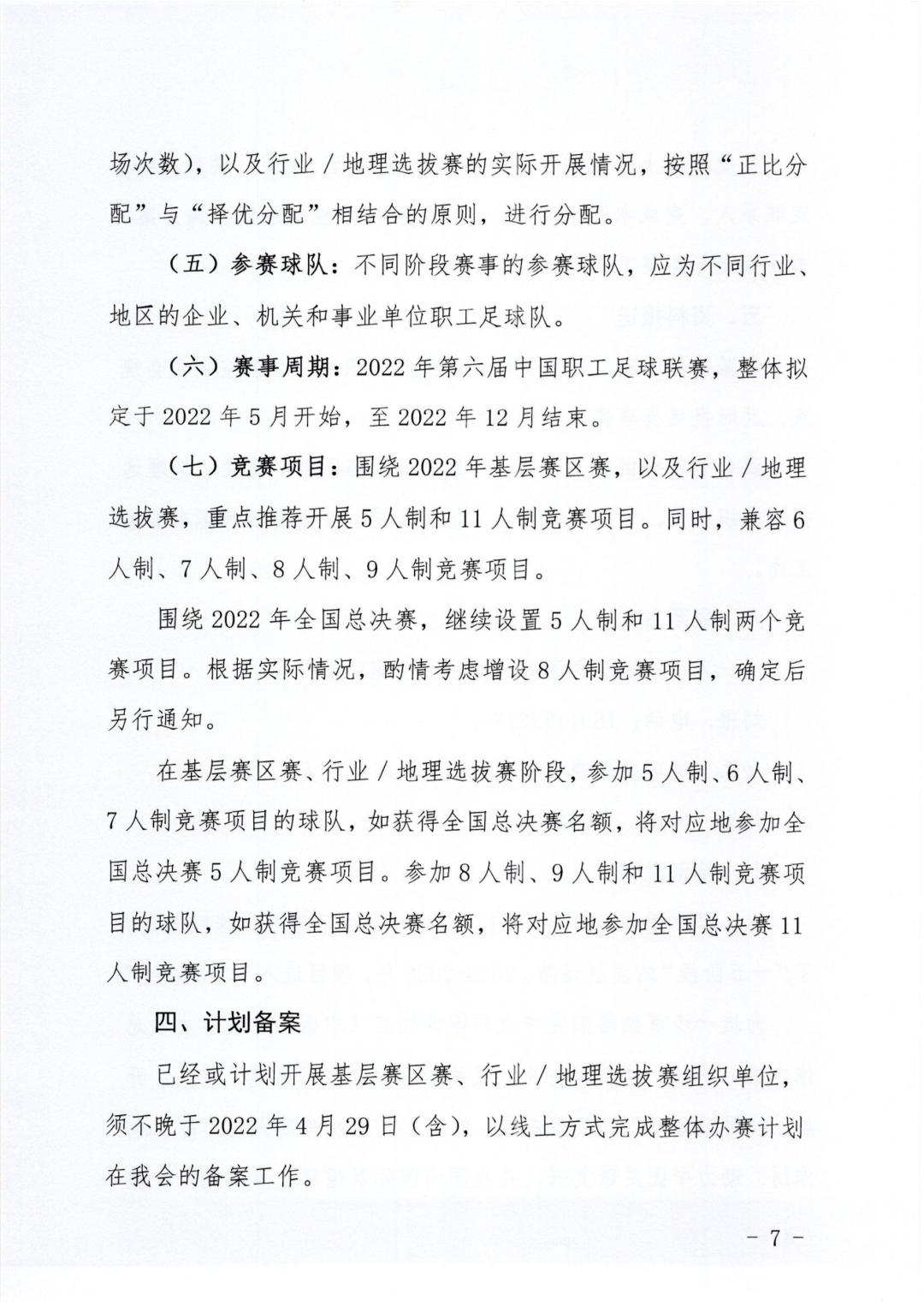 通知｜关于开展2022年第六届中国职工足球联赛的指引与通知