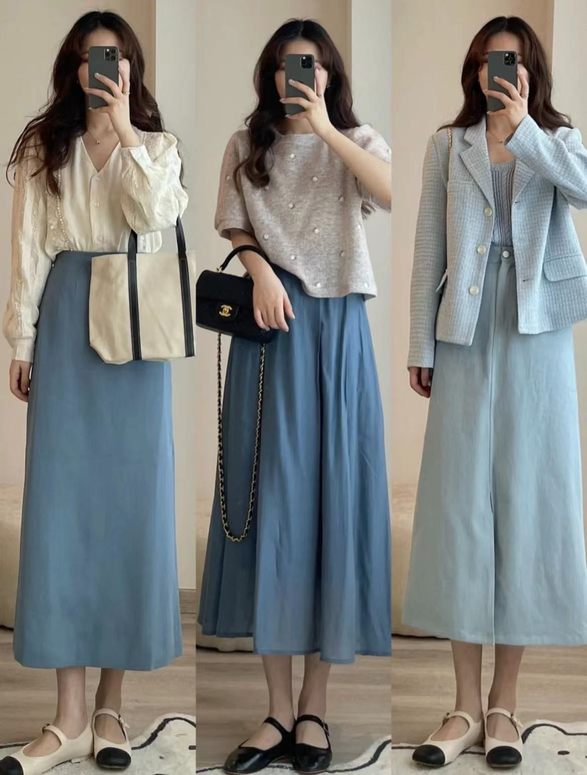 秋半身裙穿搭优雅,初春格子半身裙女生气质穿搭方法