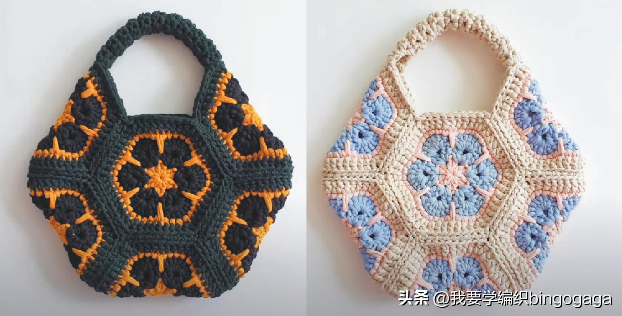 祖母方格小包包拼接编织教程,方形镂空小花包编织教程