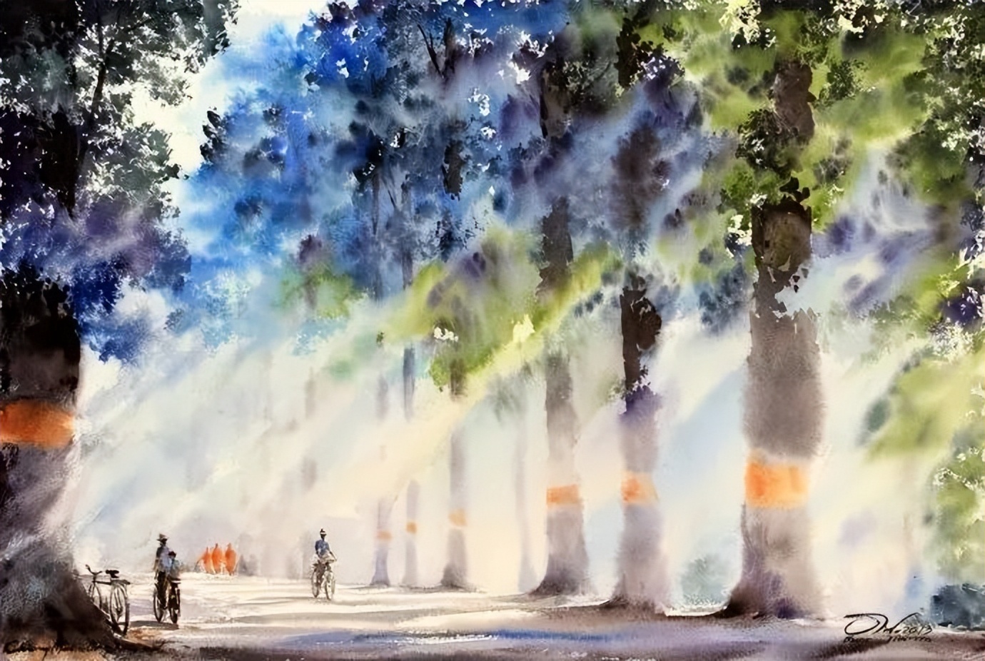 泰国水彩,泰国水彩画家绘画过程