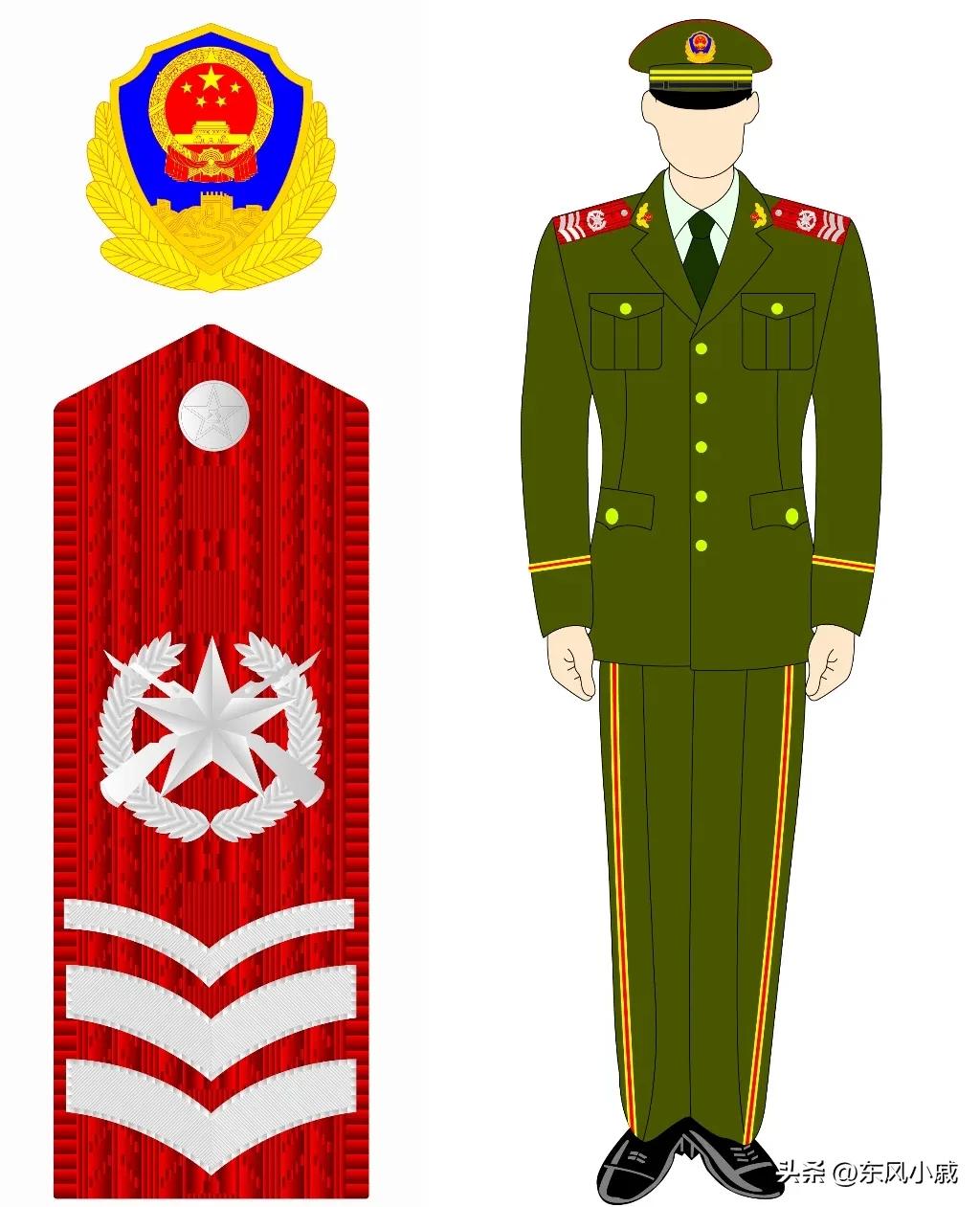 陆军肩章军衔图解99式,99式军装军衔全套照片