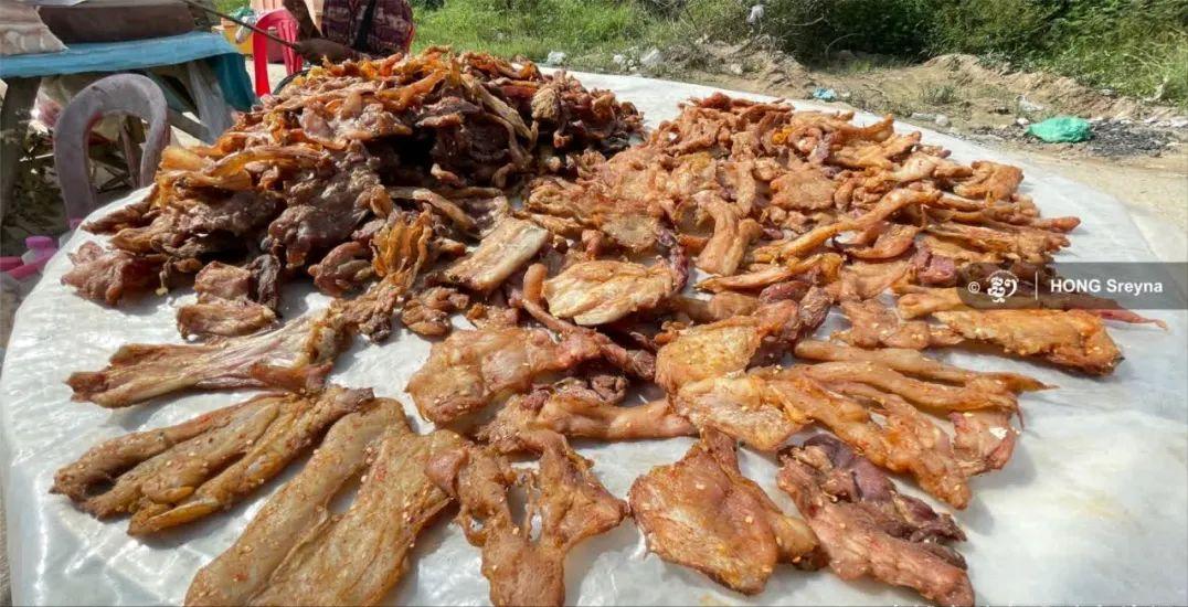 柬埔寨卖肉,柬埔寨路边摊