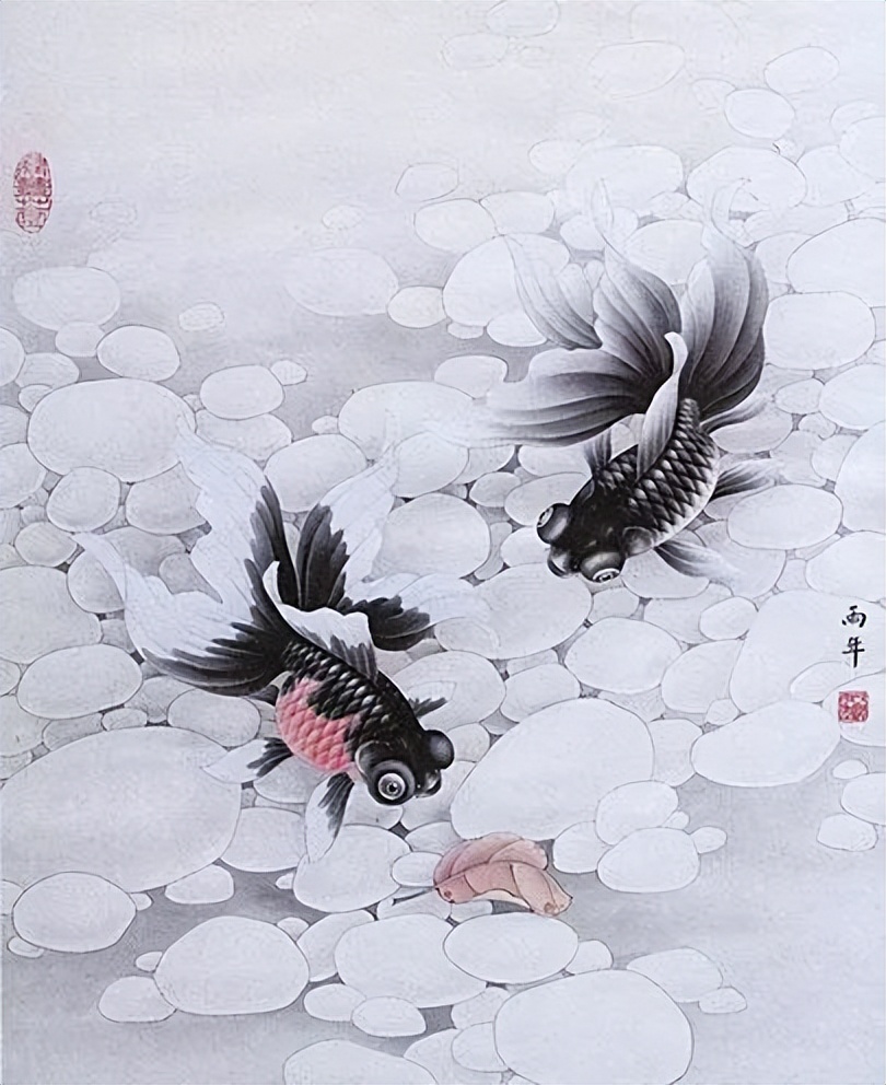 工笔画金鱼图片欣赏,金鱼工笔画精品欣赏