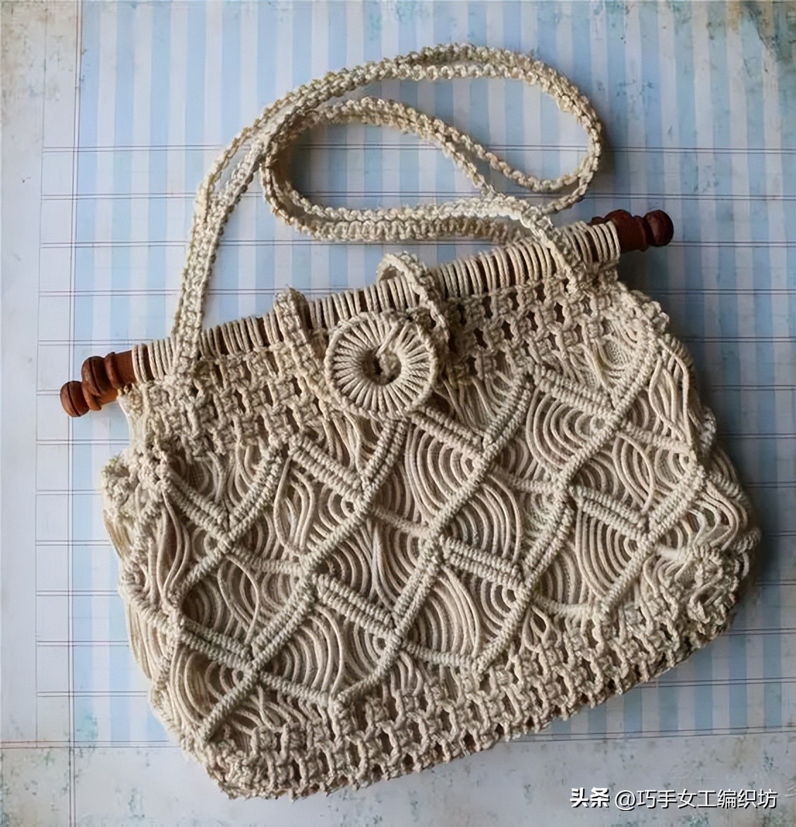 简单绳子编包包不用钩针,棉线绳编包包教程全过程