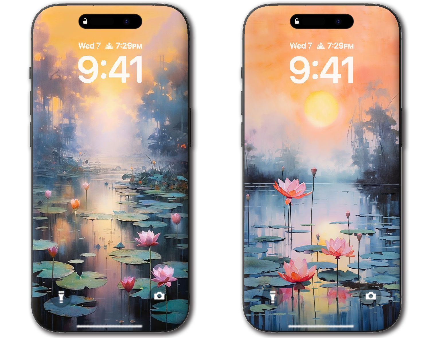 荷塘月色绝美油画,禅意荷塘油画