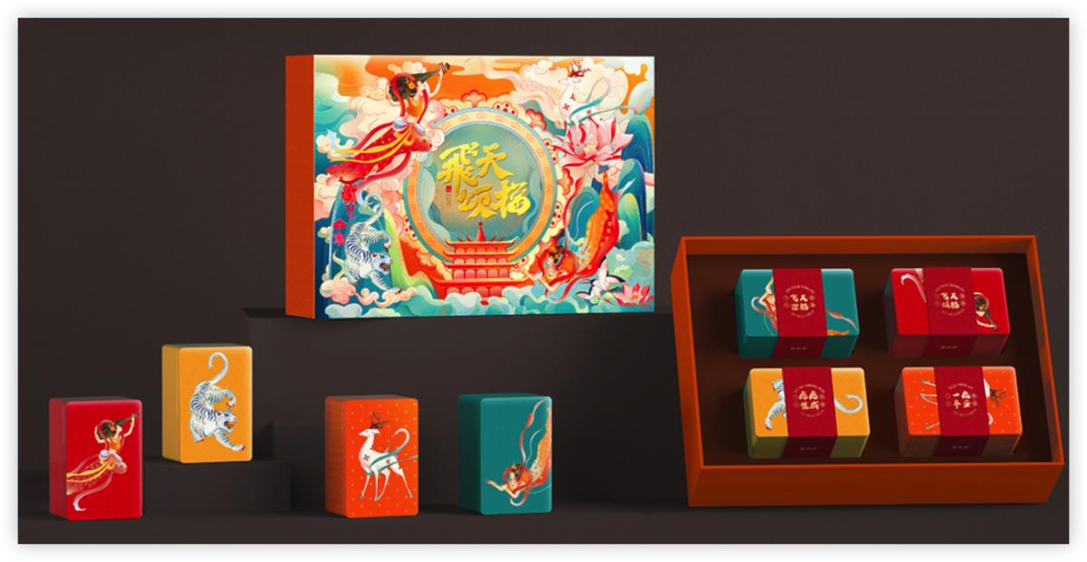 国外包装设计中的经典插画,以壮族文化为主题的国潮风插画