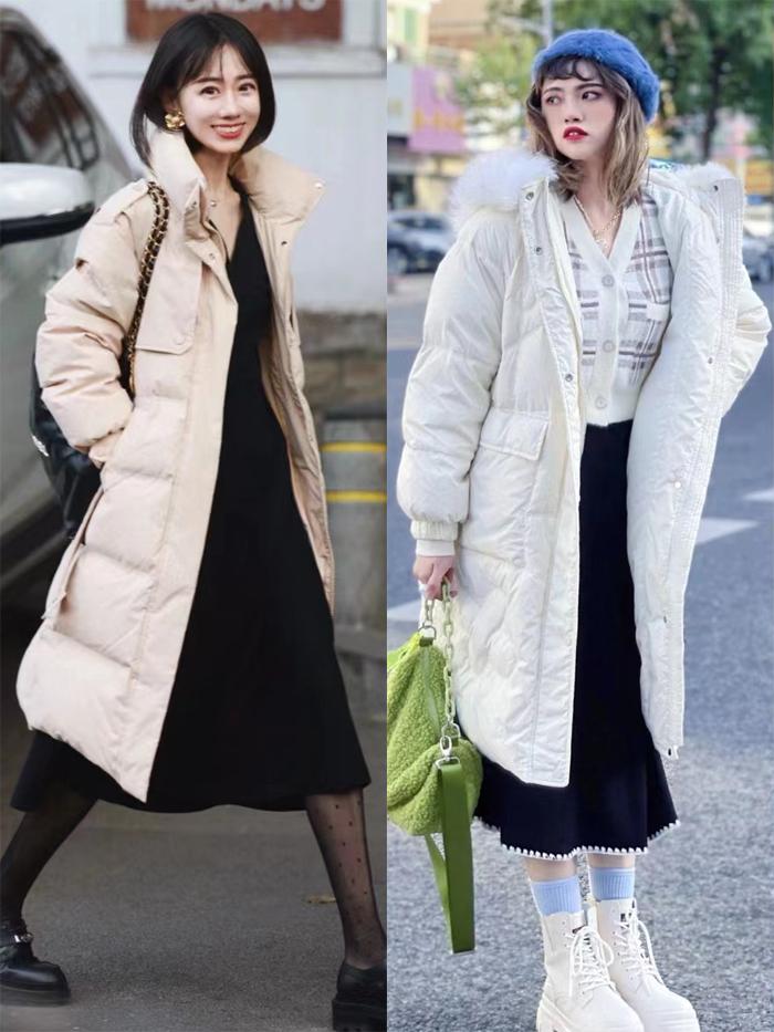 羽绒服冬季显小减龄穿搭,长款黄羽绒服高级感穿搭攻略