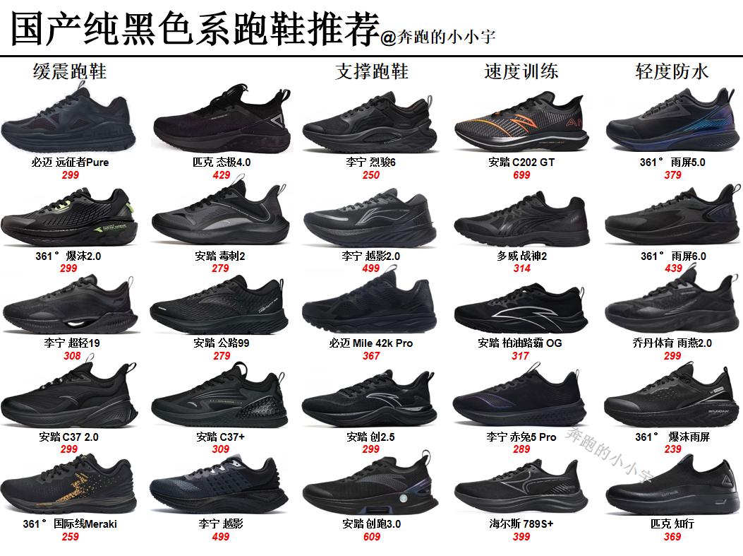 纯黑色跑鞋推荐前十名,入门级纯黑跑鞋推荐