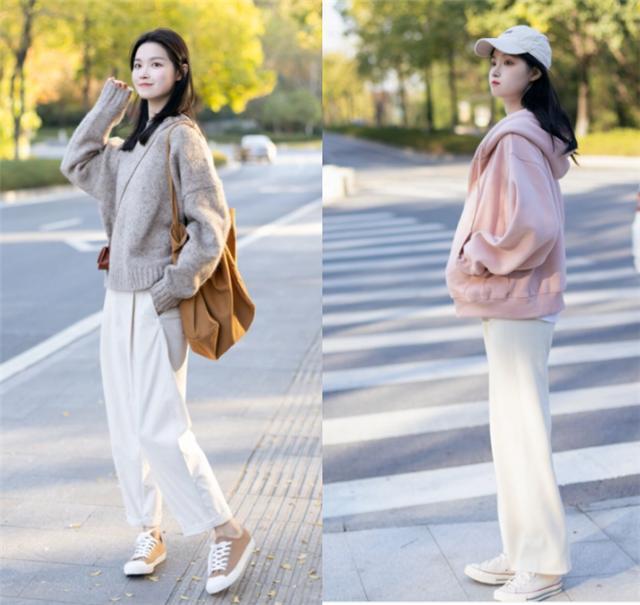 时尚小白裤夏季搭配更显瘦,小白裤窄版显瘦