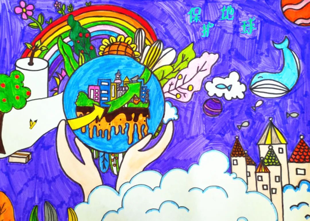 生态环保主题绘画作品小学生简单,环保主题绘画比赛作品介绍
