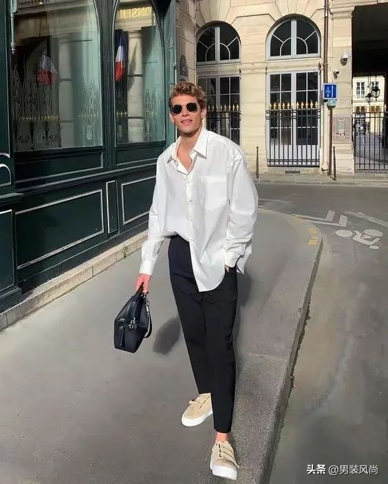 男士衬衫黑色搭配什么颜色裤子,白色衬衫搭配什么颜色裤子好看男