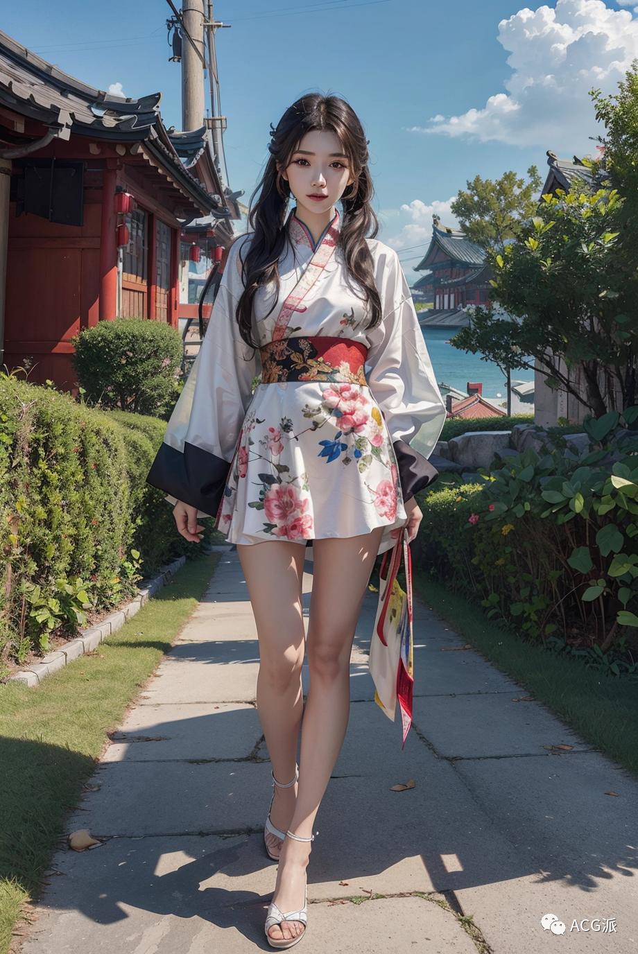 ai绘画暗黑系古风少女,古风高马尾绘画女