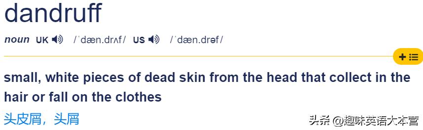 头皮屑用英语怎么说,头皮屑用英文怎么说