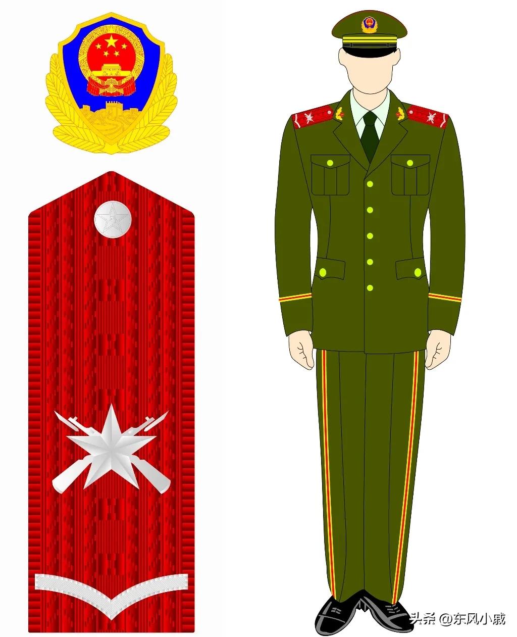 陆军肩章军衔图解99式,99式军装军衔全套照片