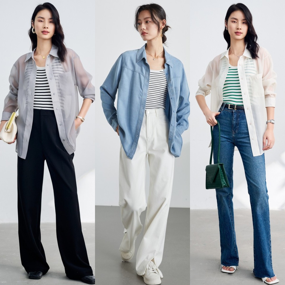 显瘦百搭阔腿裤这样穿好看又时髦,微胖穿衬衫搭阔腿裤