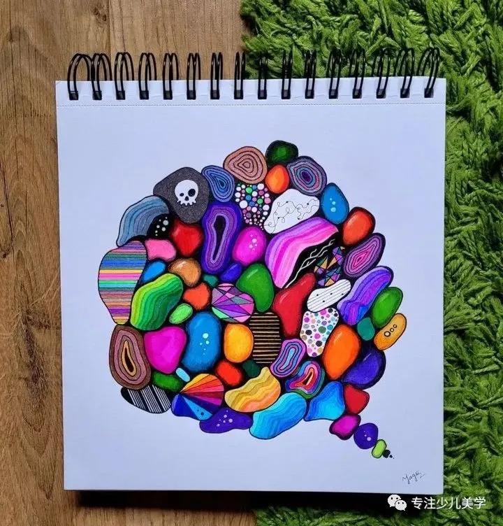 创意素描线描几何形体,线描画创意画优秀作品8级