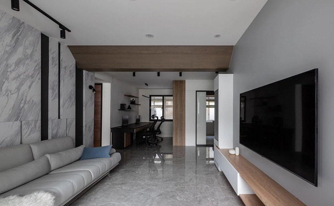 黑白灰性冷淡卧室装修效果图,85平米黑白灰公寓装修