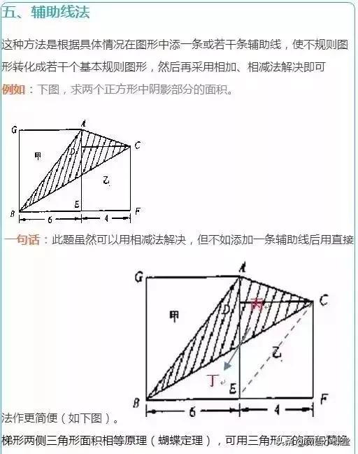 初中数学几何求阴影面积讲解,五年级数学几何求阴影三角形面积
