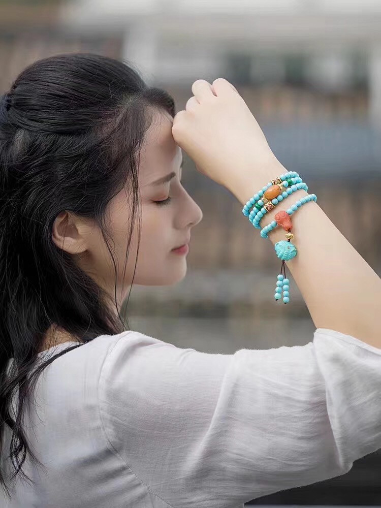 原创绿松石小米链 (绿松石小米珠链多少钱)