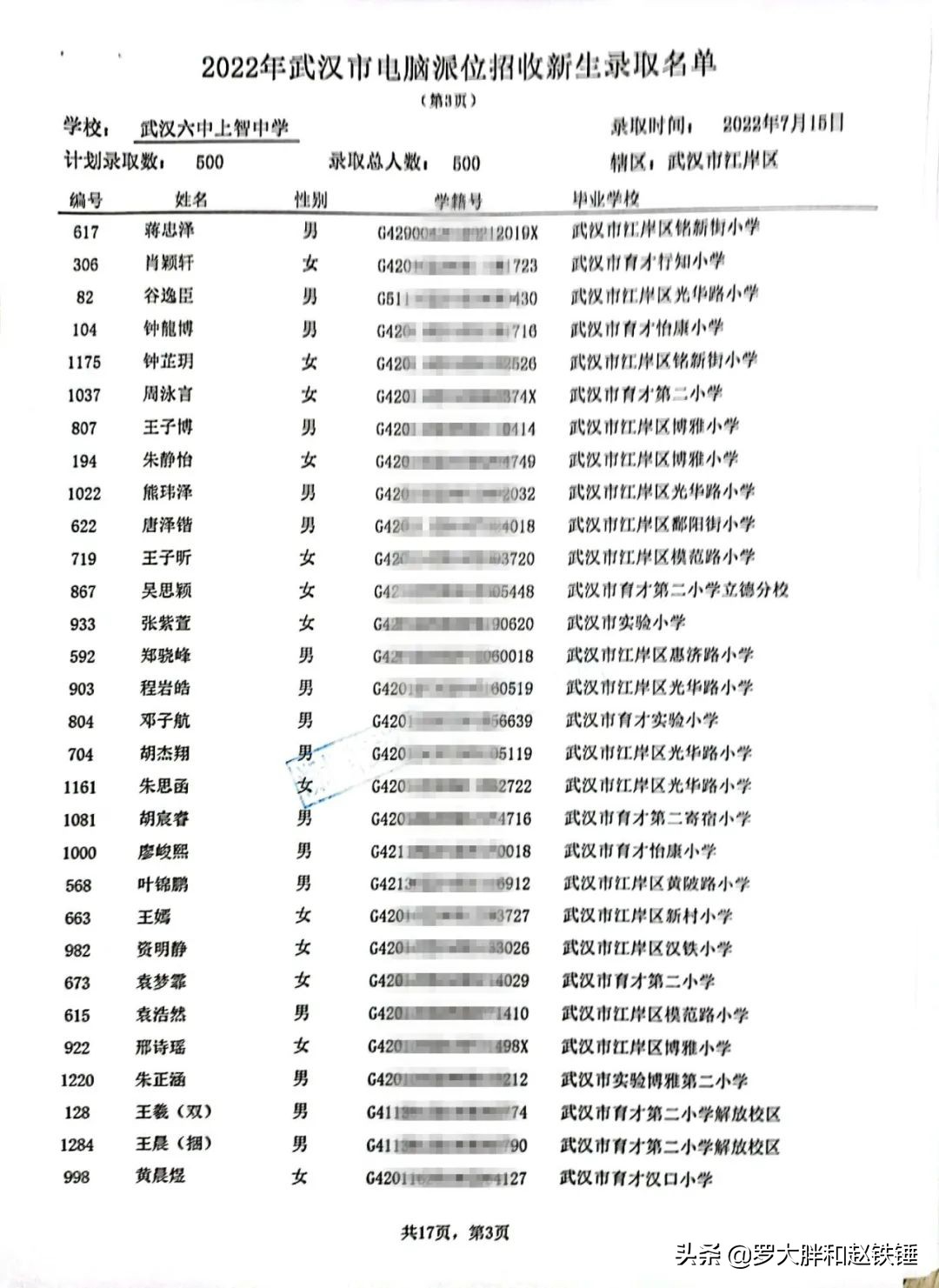 2020年武汉市小升初电脑派位,武汉市江汉区小升初电脑派位结果