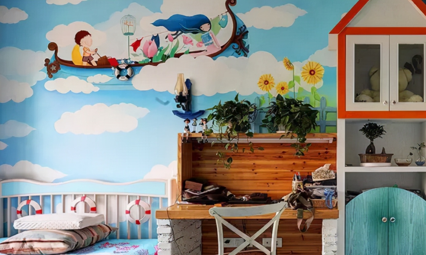 儿童墙绘图案素材室外简约,3d墙绘卡通素材图片教程