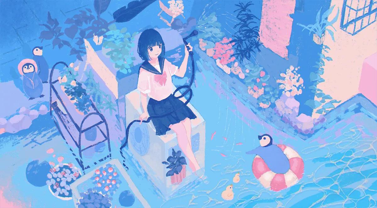 治愈风格壁纸,壁纸女生治愈可爱油画