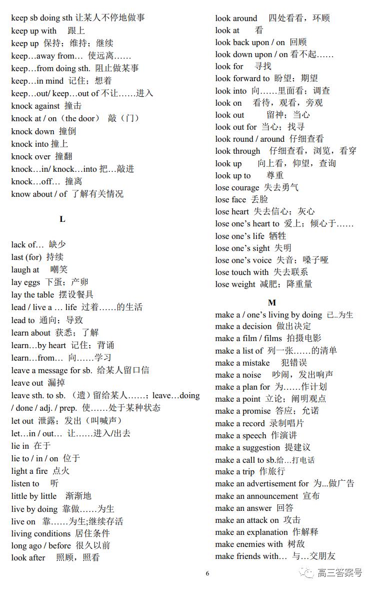 高中英语词组大全常考,高中英语词组大全汇总