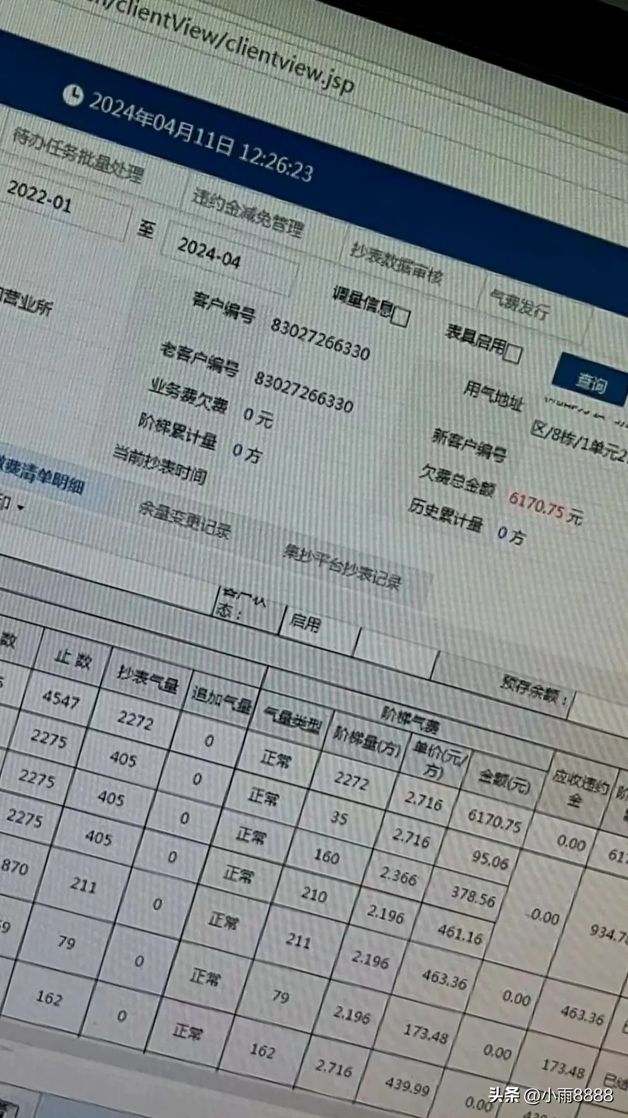 重庆燃气6000账单明细,重庆网友晒6000元燃气费月账单
