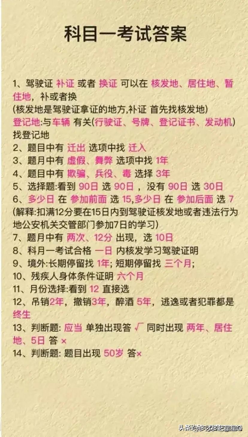 科目一驾考口诀，一次性整理清楚，涨知识了，收藏起来看看