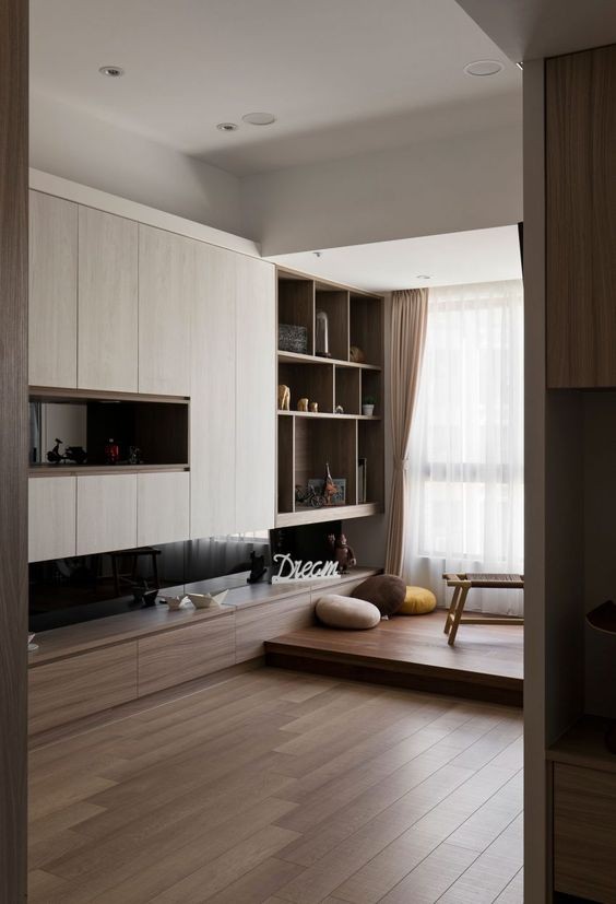 满墙电视柜怎么连接阳台柜子,电视柜和阳台一体无垭口的效果