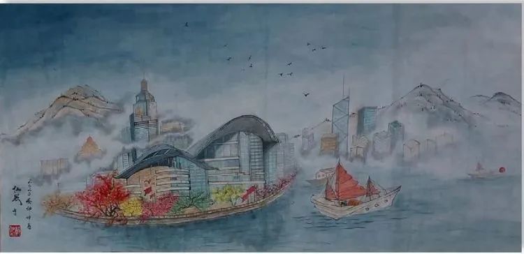 仁山智水山水画,仁山智水书法作品