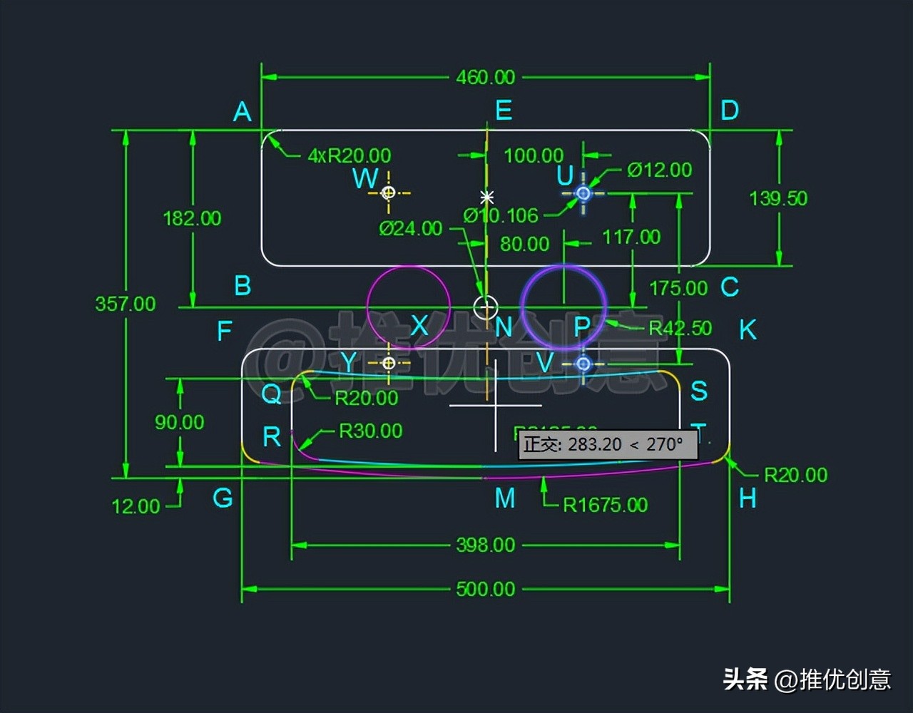 无需辅助线，使用各种高效定位技巧绘图cad教学cad画图CAD练习题