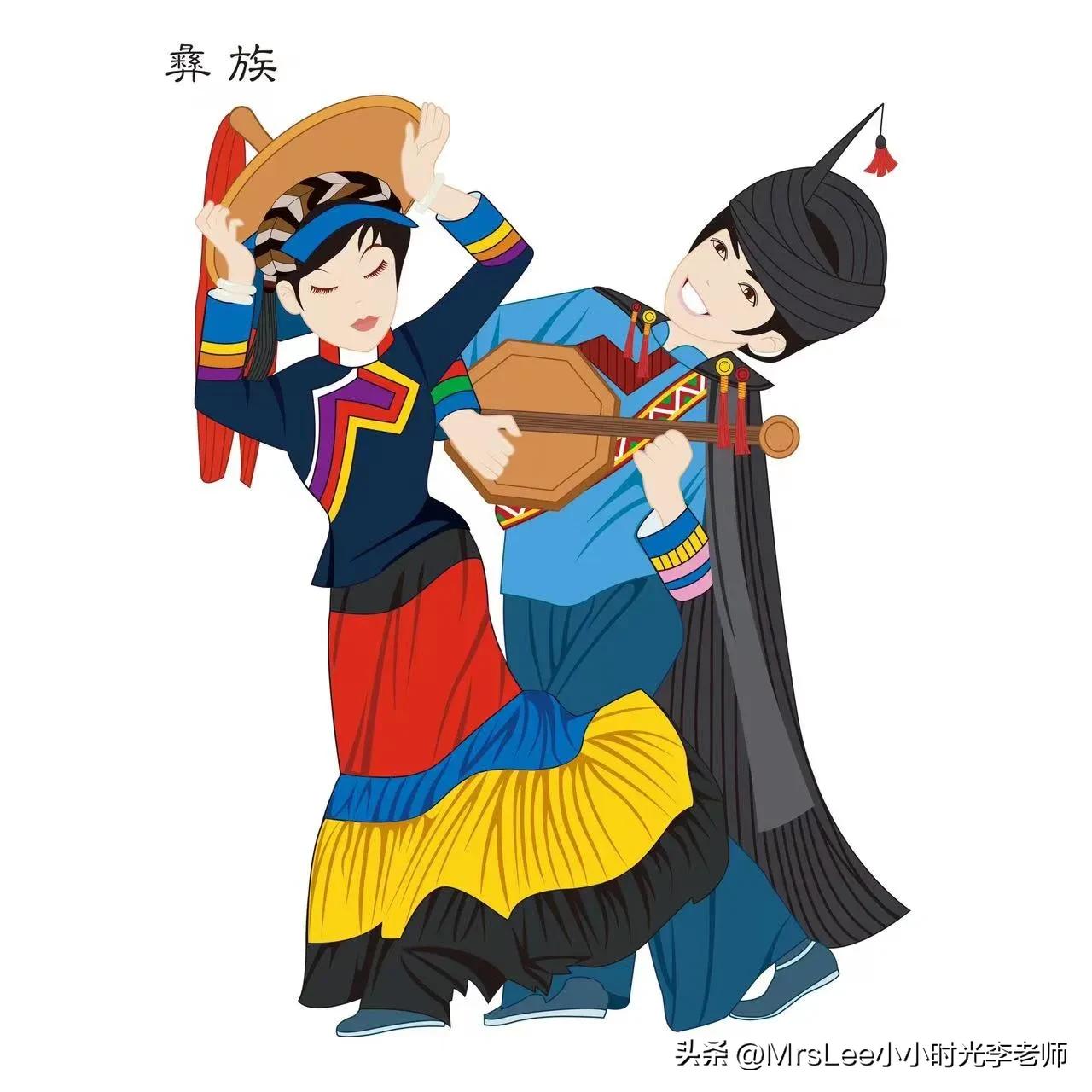 56个民族插图单人,56个民族插图画