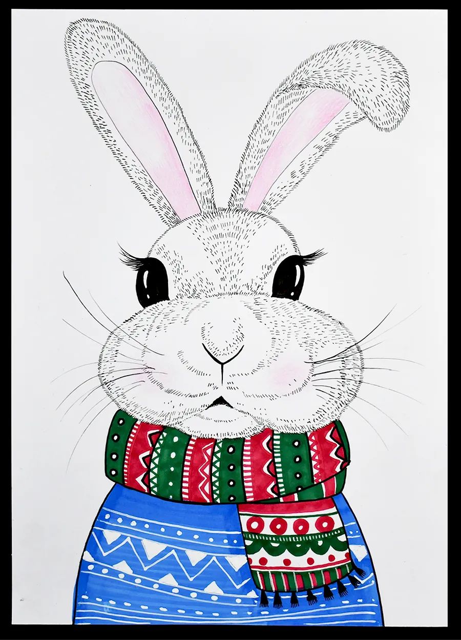 小兔子怎么画简单又可爱儿童画,兔年可爱儿童画小兔子提灯笼