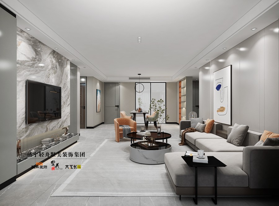 济宁睿湖美景157㎡东户现代简约装修设计方案