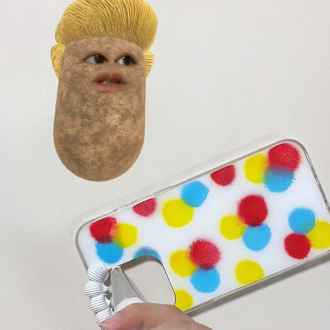 土豆做奶油手机壳,奶油胶手机壳制作紫色甜品系列