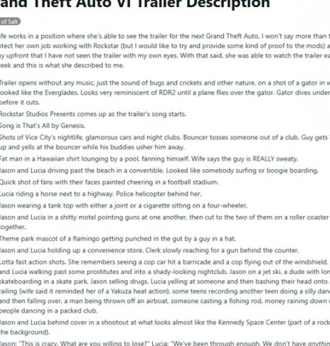 gta6首支预告片将公开外国人反应,gta6首个预告片热度