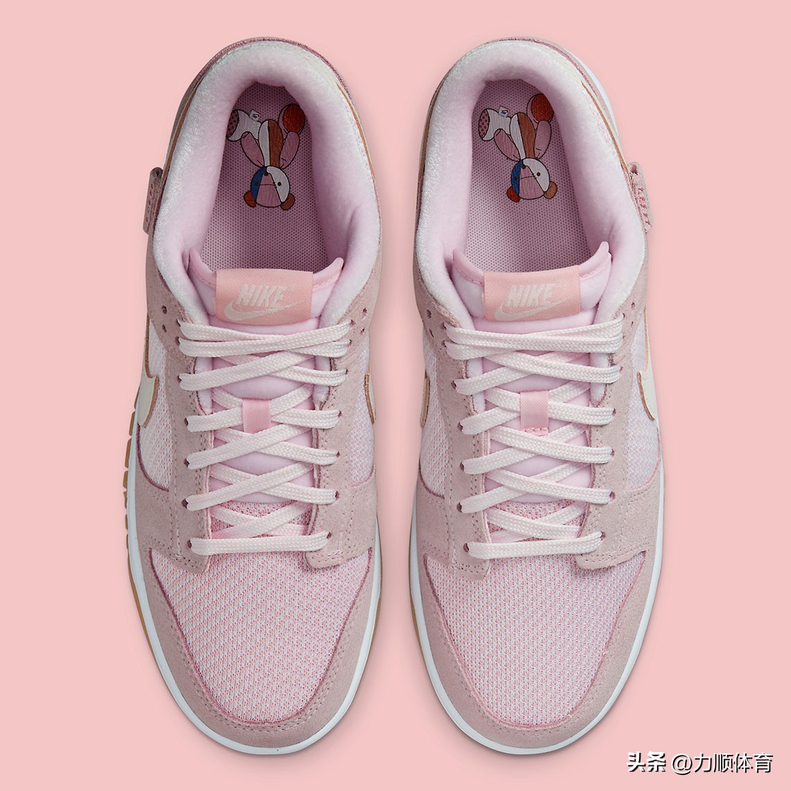 nike泰迪熊dunk,粉红色抱抱熊公仔