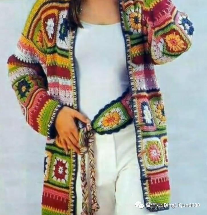 针织开衫作品,带帽针织衫开衫外套彩线