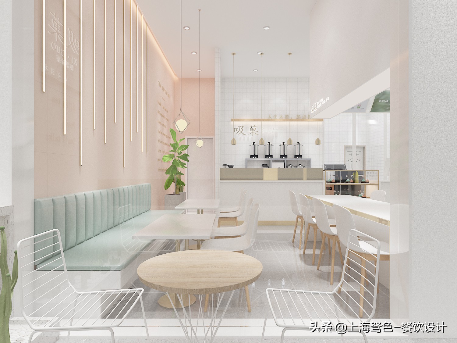 网红打卡奶茶店装修风格,奶茶店网红店灰色调装修风格