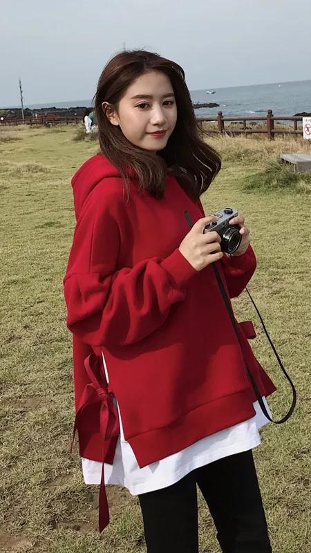 连帽卫衣女潮ins2022秋季新款韩版,爆款秋冬新连帽假两件卫衣