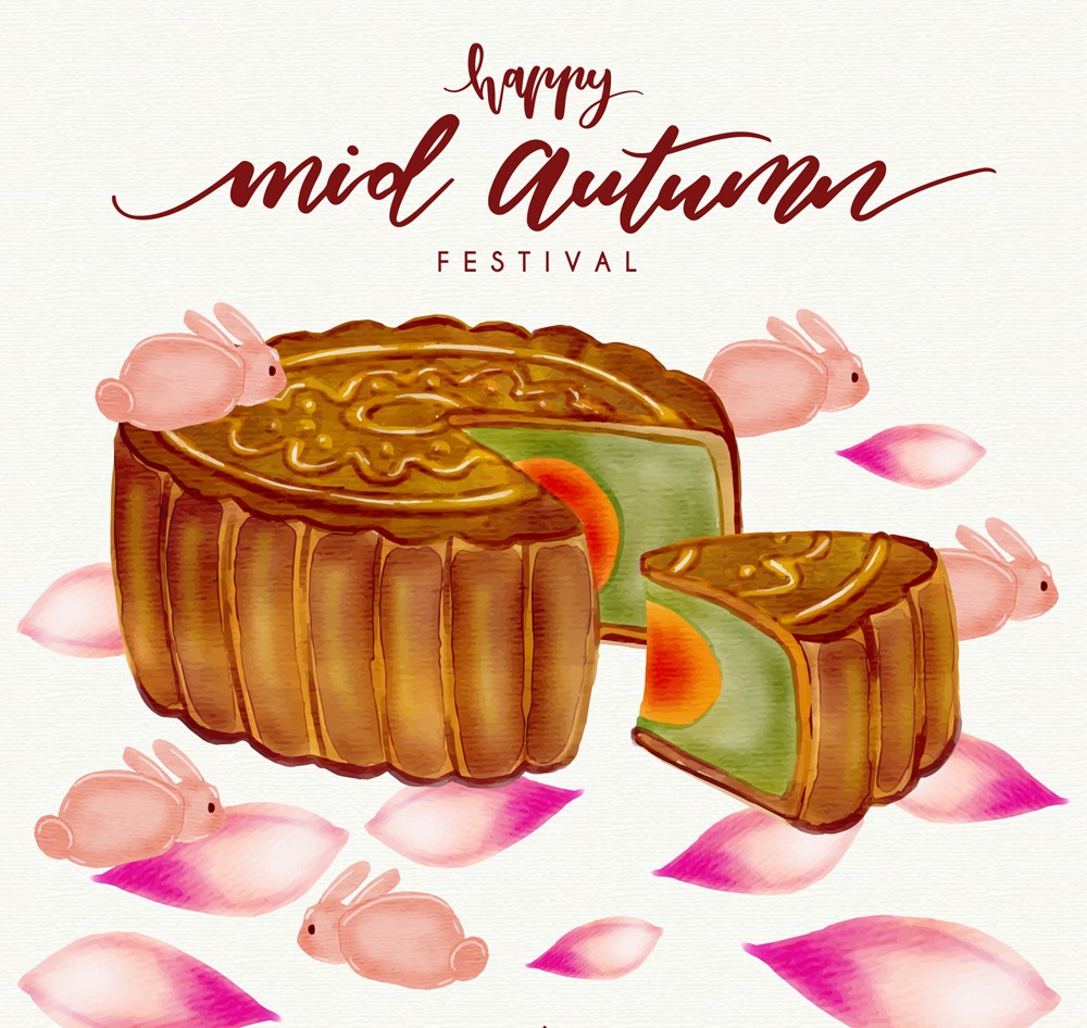 中秋月亮壁纸图片,中秋节吃月饼背景图片