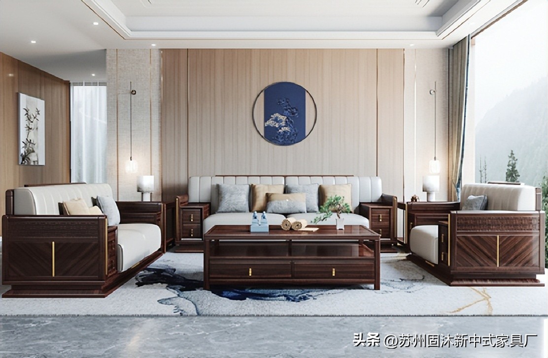 江苏简约新中式实木沙发,实木沙发小户型中式家具