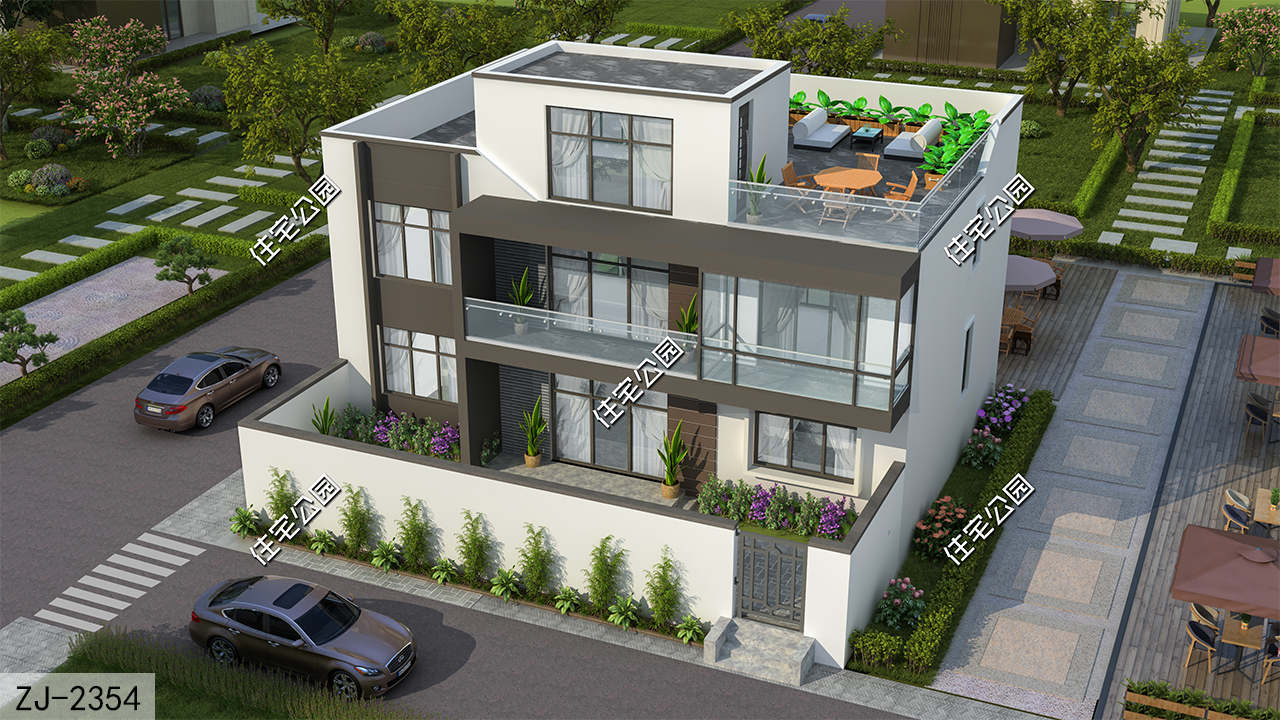 120平4层小型别墅设计现代风,100平米三层现代风别墅大全