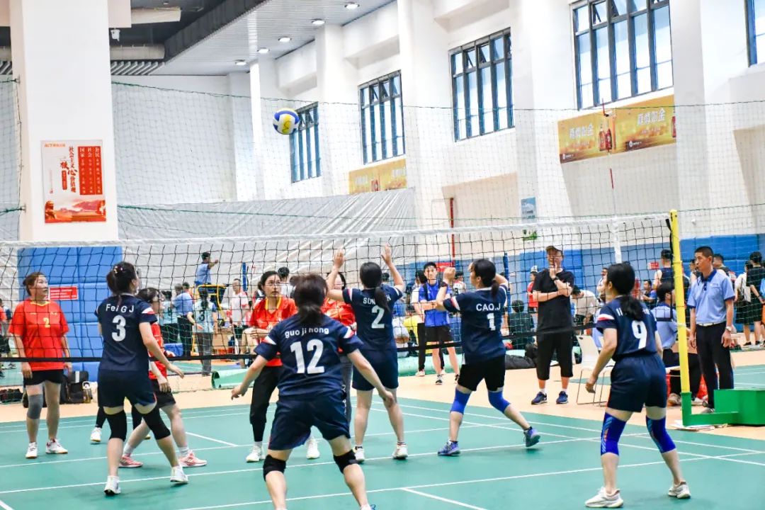 我区举办气排球比赛,百人排球赛