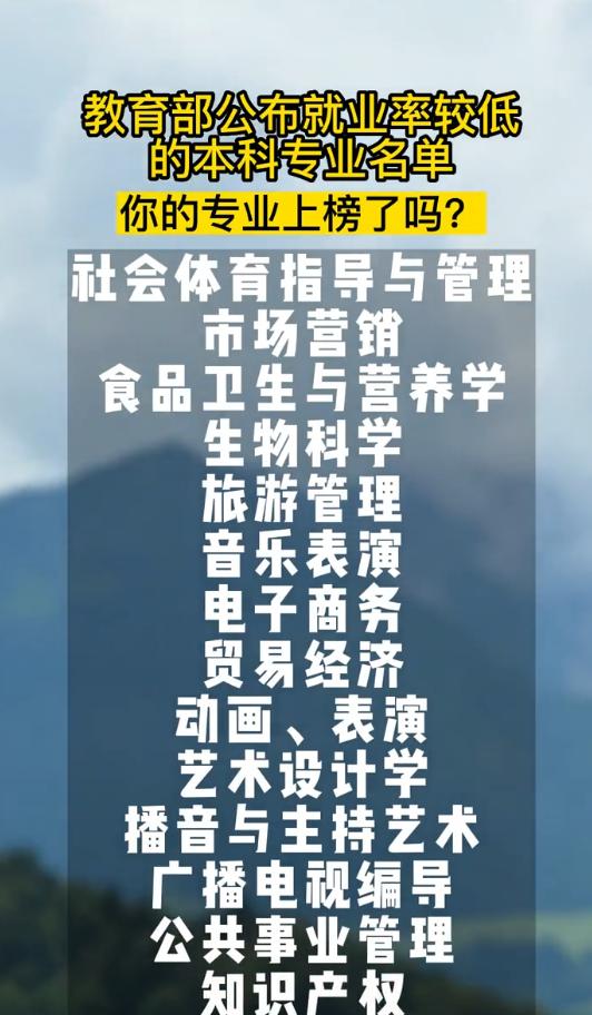 教育部公布就业率最低的十个专业,大学专业就业率高的专业排名