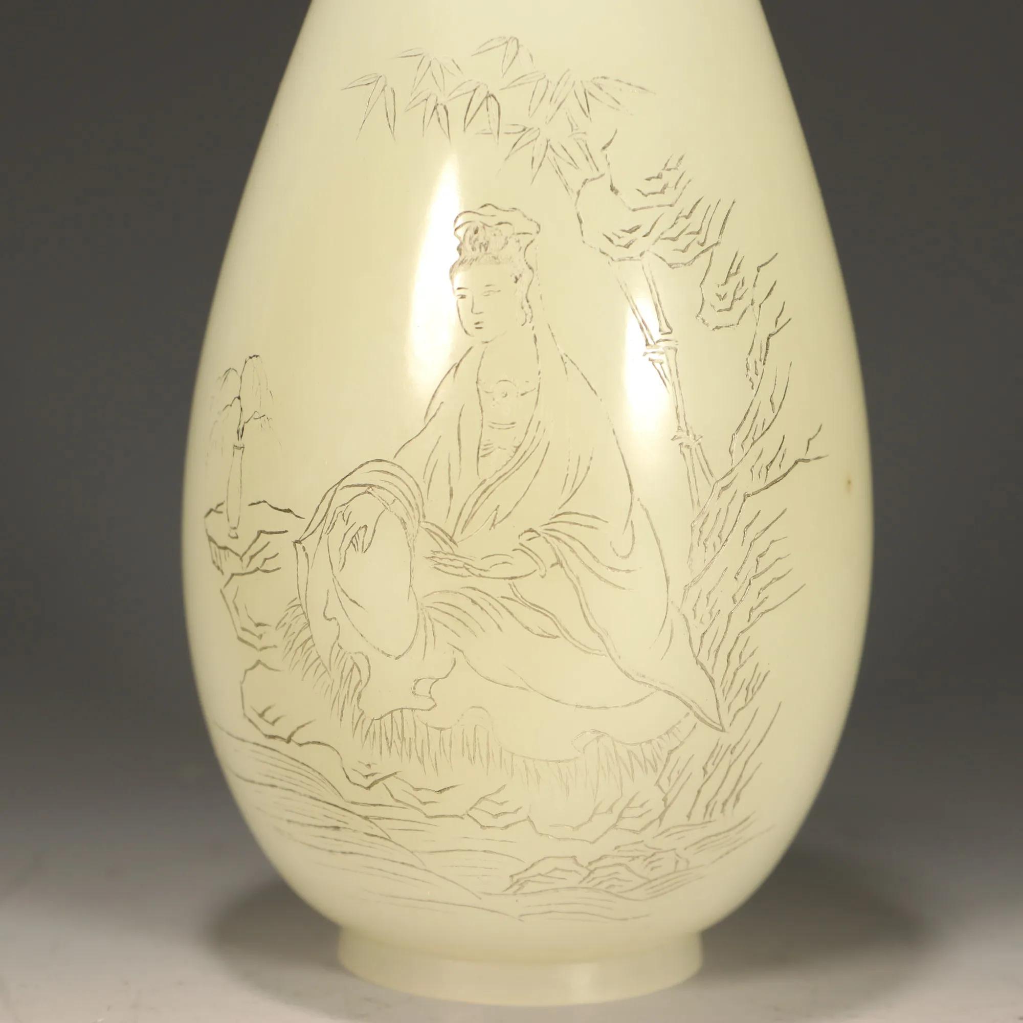 和田玉正装净瓶观音,和田玉净瓶观音15mm