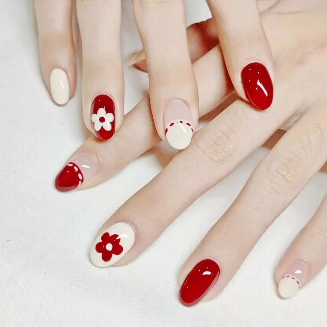 秋冬纯色美甲显白高级跳色高清,夏日美甲显白短甲可爱卡通儿童